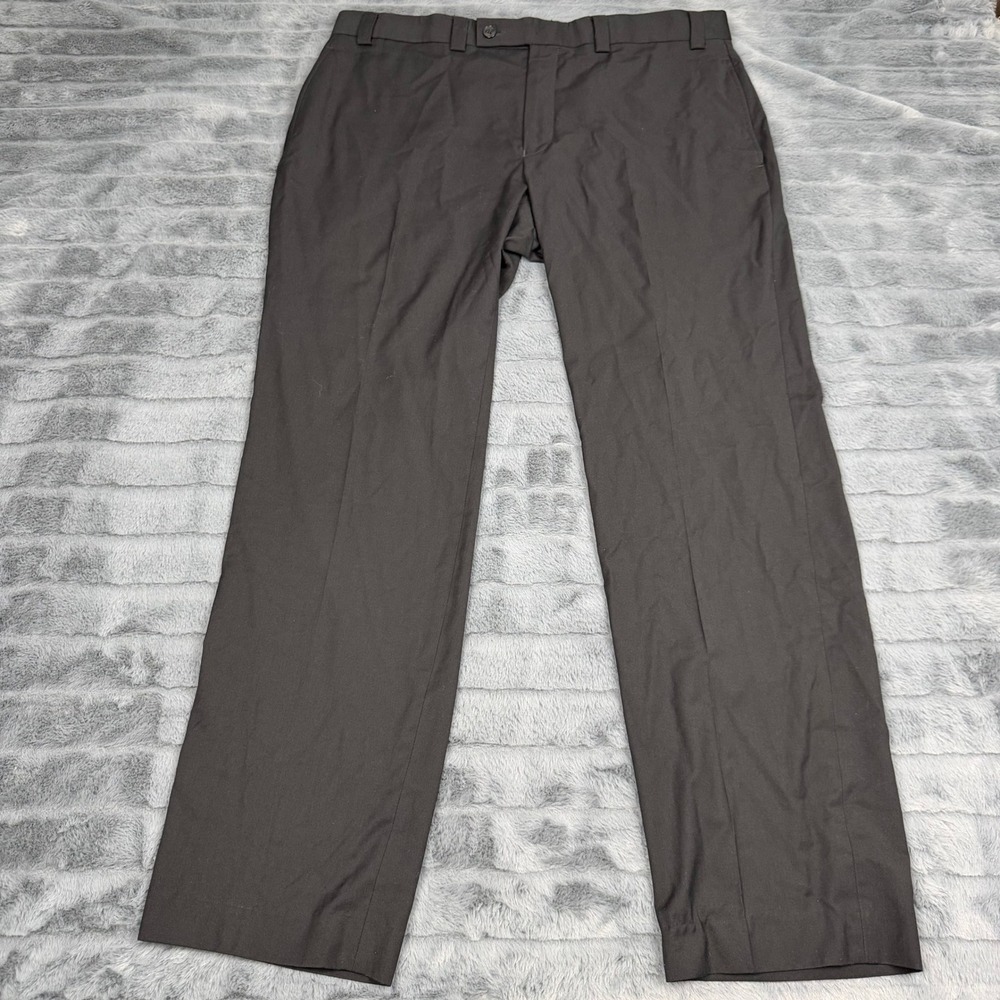Calvin Klein Mens Dress Pants Black Flat Front Straight Leg 36W x 30L RN90736
